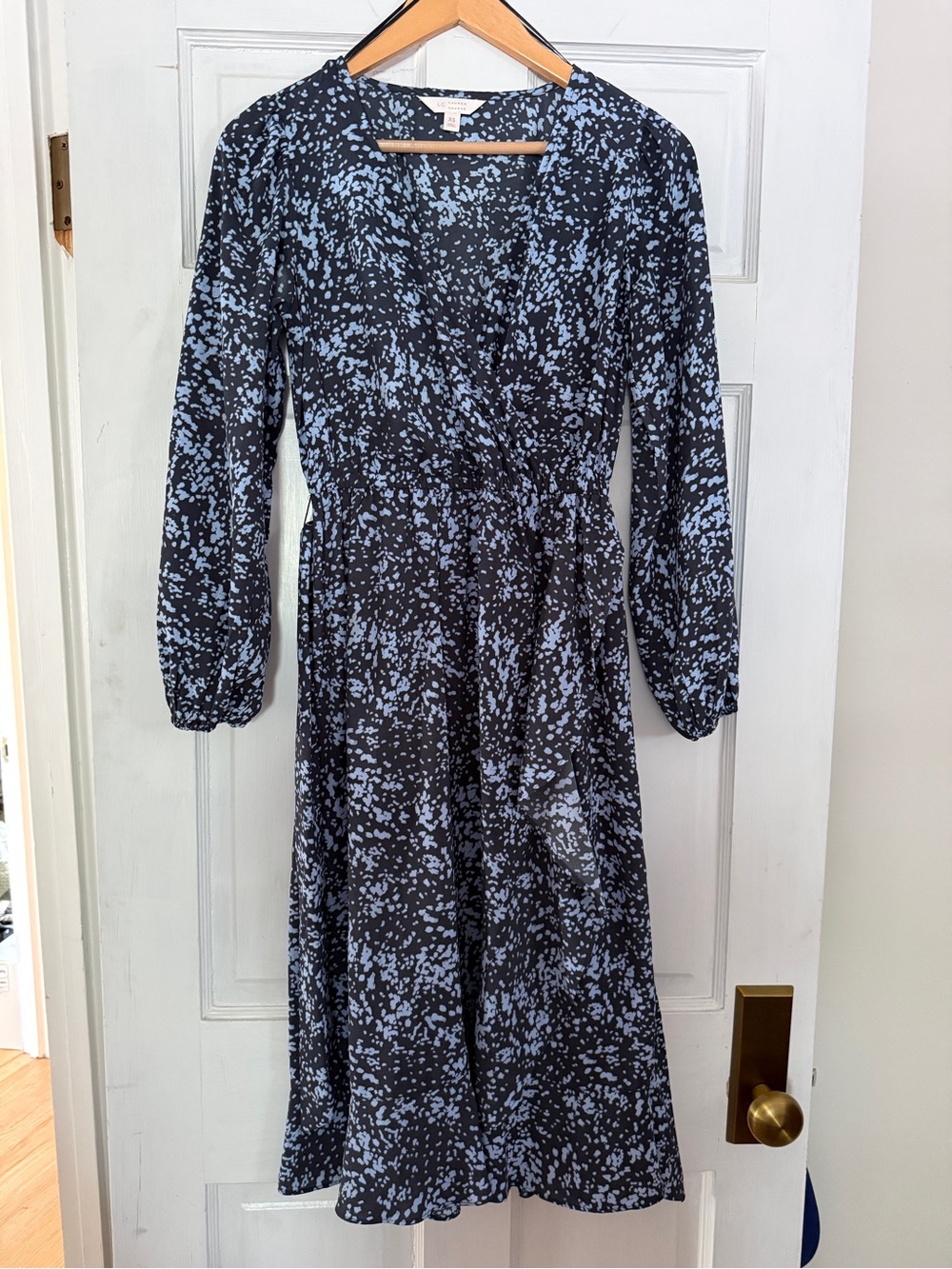 Lauren Conrad LC Navy & Light Blue Printed Wrap Dress